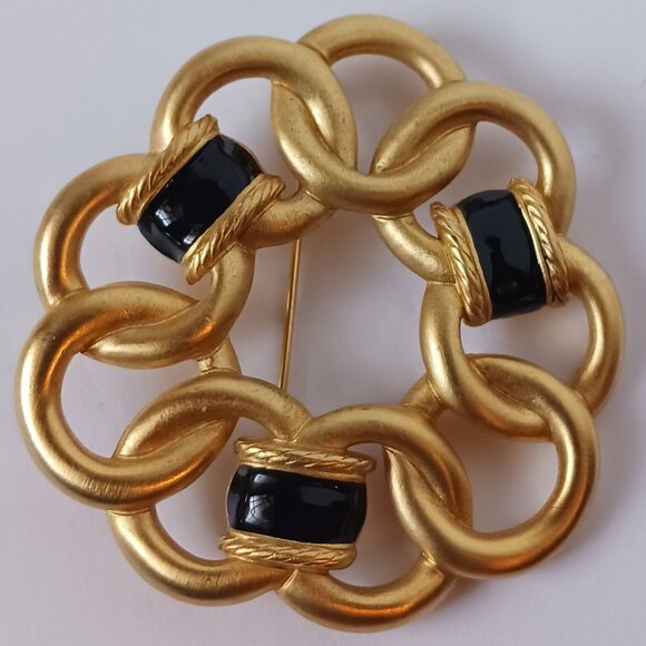 Vintage GIVENCHY Signed 1990's Round Modern Classic Statement Brooch - Picture 1 of 8